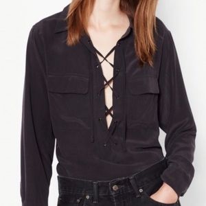 Equipment Knot Lace Up silk shirt S